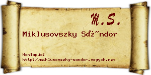 Miklusovszky Sándor névjegykártya